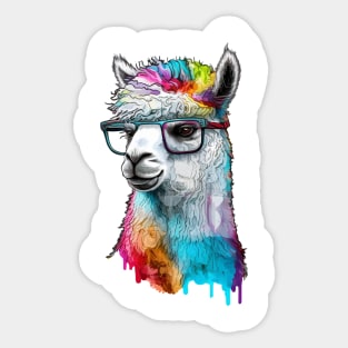 Alpaca Llama with nerd glasses Sticker